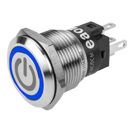 Produktfoto 1 von EAO 82 Druckschalter Blau Beleuchtet Rastend Panel Ø 19 mm, 1-poliger Umschalter / 3A 240 V dc 240 V ac, IP65, IP67