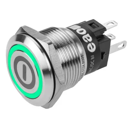 Produktfoto 1 von EAO 82 Druckschalter Grün Beleuchtet Rastend Panel Ø 19 mm, 1-poliger Umschalter / 3A 240 V dc 240 V ac, IP65, IP67