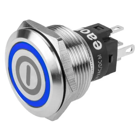 Produktfoto 1 von EAO 82 Druckschalter Blau Beleuchtet Tastend Panel Ø 22.3 mm, 1-poliger Umschalter / 3A 240 V dc 240 V ac, IP65, IP67