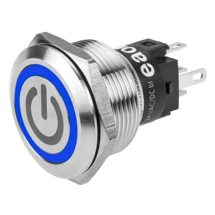 Produktfoto 1 von EAO 82 Druckschalter Blau Beleuchtet Tastend Panel Ø 22.3 mm, Wechsler / 3A 240 V dc 240 V ac, IP65, IP67
