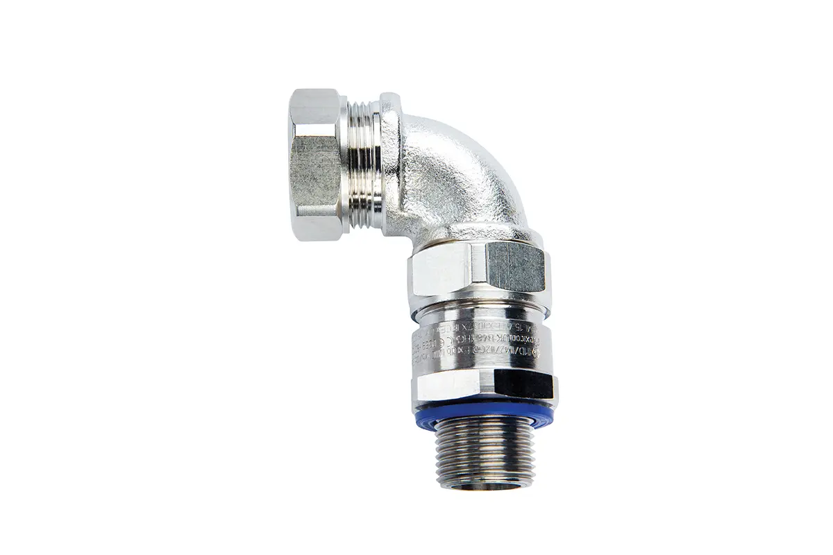 Produktfoto 1 von Flexicon LTP EXD 90 Messing Kabelrohr Befestigung Kabelrohr M20 20 mm Silber Nickel-Finish IP40, IP68, IP66