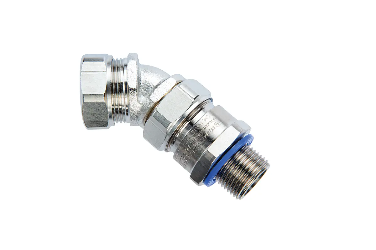 Flexicon LTP EXD 45 Messing Kabelrohr Befestigung Kabelrohr M20 20 mm Silber Nickel-Finish IP68, IP40, IP66