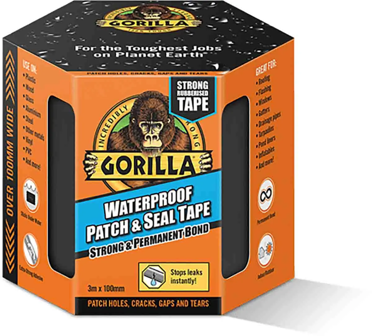 Produktfoto 1 von GORILLA GLUE EUROPE LTD 3044720 Panzerband, Polyethylengewebe Schwarz, 0.86 mm x 100 mm x 3 m Schwarz