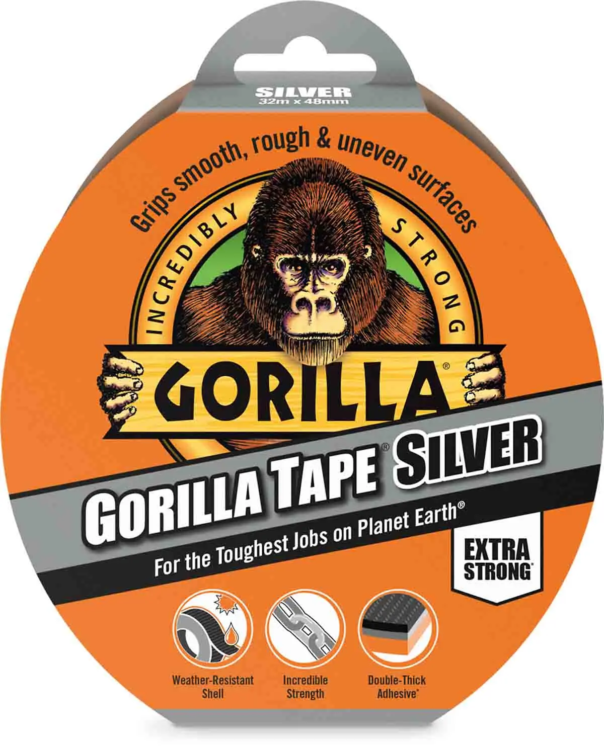 Produktfoto 1 von GORILLA GLUE EUROPE LTD Panzerband, Polyethylen Silber, 0.18 mm x 48 mm x 8.2 m Silber