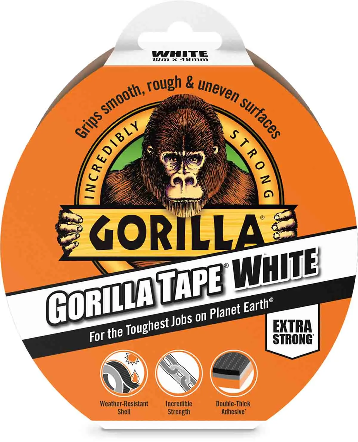 Produktfoto 1 von GORILLA GLUE EUROPE LTD Panzerband, Polyethylen Weiß, 0.18 mm x 48 mm x 8.2 m Weiß