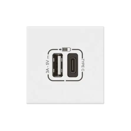 Produktfoto 1 von Legrand MOSAIC USB-Buchse 2-fach Innen Kunststoff Weiß / 3A