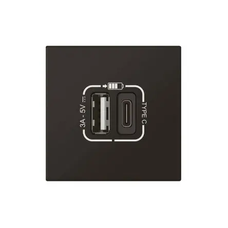 Produktfoto 1 von Legrand MOSAIC USB-Buchse USB Typ A, USB Typ C 2-fach Innen Kunststoff Schwarz / 3A