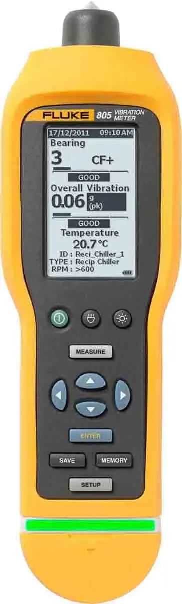 Produktfoto 1 von Fluke 805 FC + 805 ES, Geschwindigkeit, Beschleunigung, Verdrängung LCD Schwingungsmessgerät 0.01g → 100g
