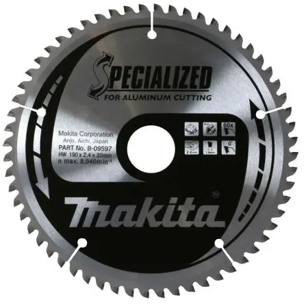 Produktfoto 1 von Makita 60 Wolframcarbid Aluminium Kreissägeblatt, Ø 190 mm 1
