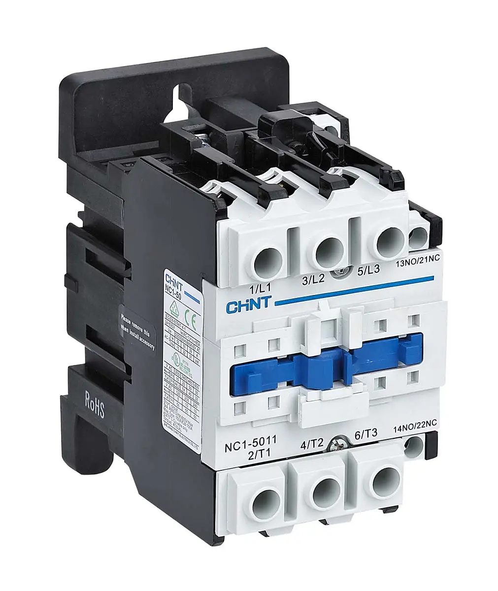 Produktfoto 1 von CHINT NC1 Schütz 230 V ac-Spule, 3-polig, 888V / 50 A 230 V ac 22 kW 1 Schließer/1 Öffner Umkehrend 888-Hilfskontakte