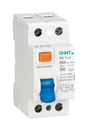 Produktfoto 1 von CHINT NL1 FI-Schutzschalter, 2-polig, 25A, 30 mA Typ AC UNE-EN61008-1