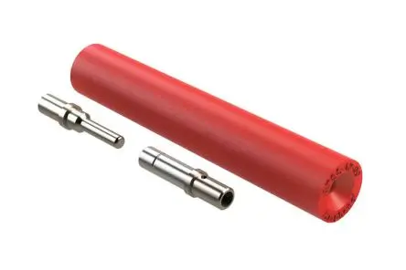 Produktfoto 1 von Amphenol Industrial SPEEDSPLICE Spleißverbinder, Crimp, Rot Isoliert, Ø 11.3 mm Nickel, Ges.L 62.4mm, 12 AWG max.