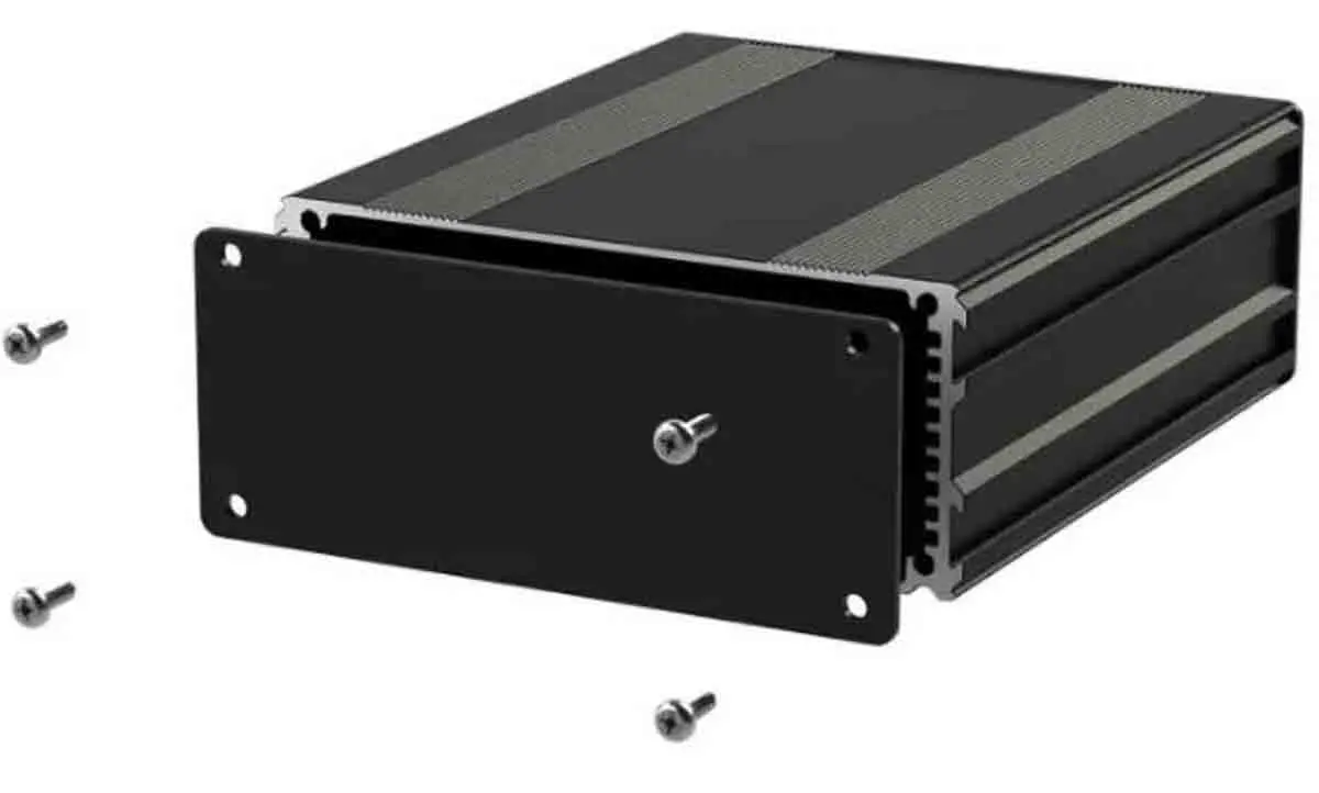 Produktfoto 1 von RS PRO, Schalengehäuse, Schwarz, Aluminium 45 mm, 160 mm, 108.5 mm