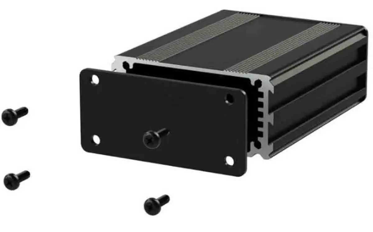Produktfoto 1 von RS PRO, Schalengehäuse, Schwarz, Aluminium 30 mm, 120 mm, 63.5 mm