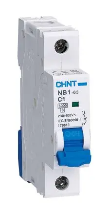 Produktfoto 1 von CHINT NB1 Miniaturüberlastschalter Typ C, Pol 1-polig 1A 480V ac, Abschaltvermögen 10 kA 480 V dc