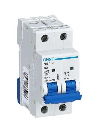Produktfoto 1 von CHINT NB1 Miniaturüberlastschalter Typ C, Pol 2-polig 2A 480V ac, Abschaltvermögen 10 kA 480 V dc