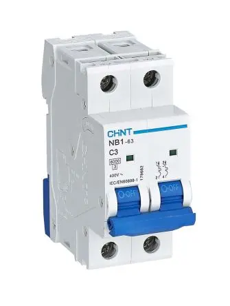 Produktfoto 1 von CHINT NB1 Miniaturüberlastschalter Typ C, Pol 2-polig 3A 480V ac, Abschaltvermögen 10 kA 480 V dc