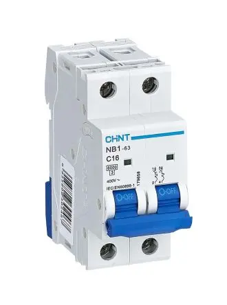 Produktfoto 1 von CHINT NB1 Miniaturüberlastschalter Typ C, Pol 2-polig 16A 480V ac, Abschaltvermögen 10 kA 480 V dc
