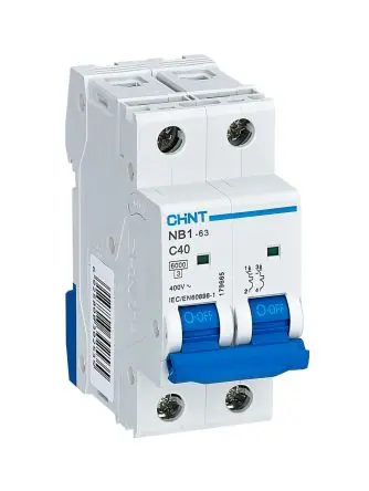 Produktfoto 1 von CHINT NB1 Miniaturüberlastschalter Typ C, Pol 2-polig 40A 480V ac, Abschaltvermögen 10 kA 480 V dc