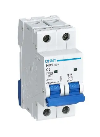 Produktfoto 1 von CHINT NB1 Miniaturüberlastschalter Typ C, Pol 2-polig 6A 480V ac, Abschaltvermögen 10 kA 480 V dc