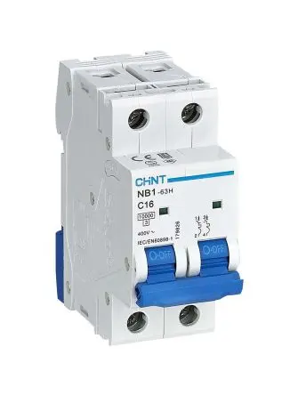 Produktfoto 1 von CHINT NB1 Miniaturüberlastschalter Typ C, Pol 2-polig 16A 480V ac, Abschaltvermögen 10 kA 480 V dc