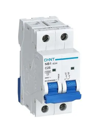 Produktfoto 1 von CHINT NB1 Miniaturüberlastschalter Typ C, Pol 2-polig 25A 480V ac, Abschaltvermögen 10 kA 480 V dc