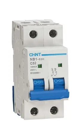 Produktfoto 1 von CHINT NB1 Miniaturüberlastschalter Typ C, Pol 2-polig 32A 480V ac, Abschaltvermögen 10 kA 480 V dc