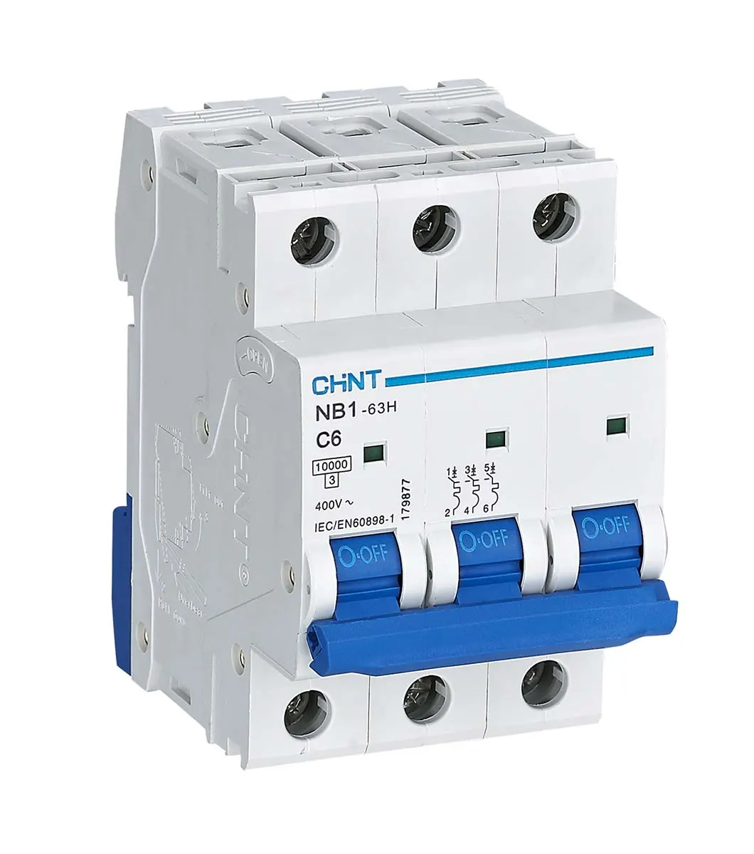 Produktfoto 1 von CHINT NB1 Miniaturüberlastschalter Typ C, Pol 3-polig 6 A 480 V ac, Abschaltvermögen 10 kA 480 V dc