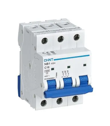 Produktfoto 1 von CHINT NB1 Miniaturüberlastschalter Typ C, Pol 3-polig 16A 480V ac, Abschaltvermögen 10 kA 480 V dc