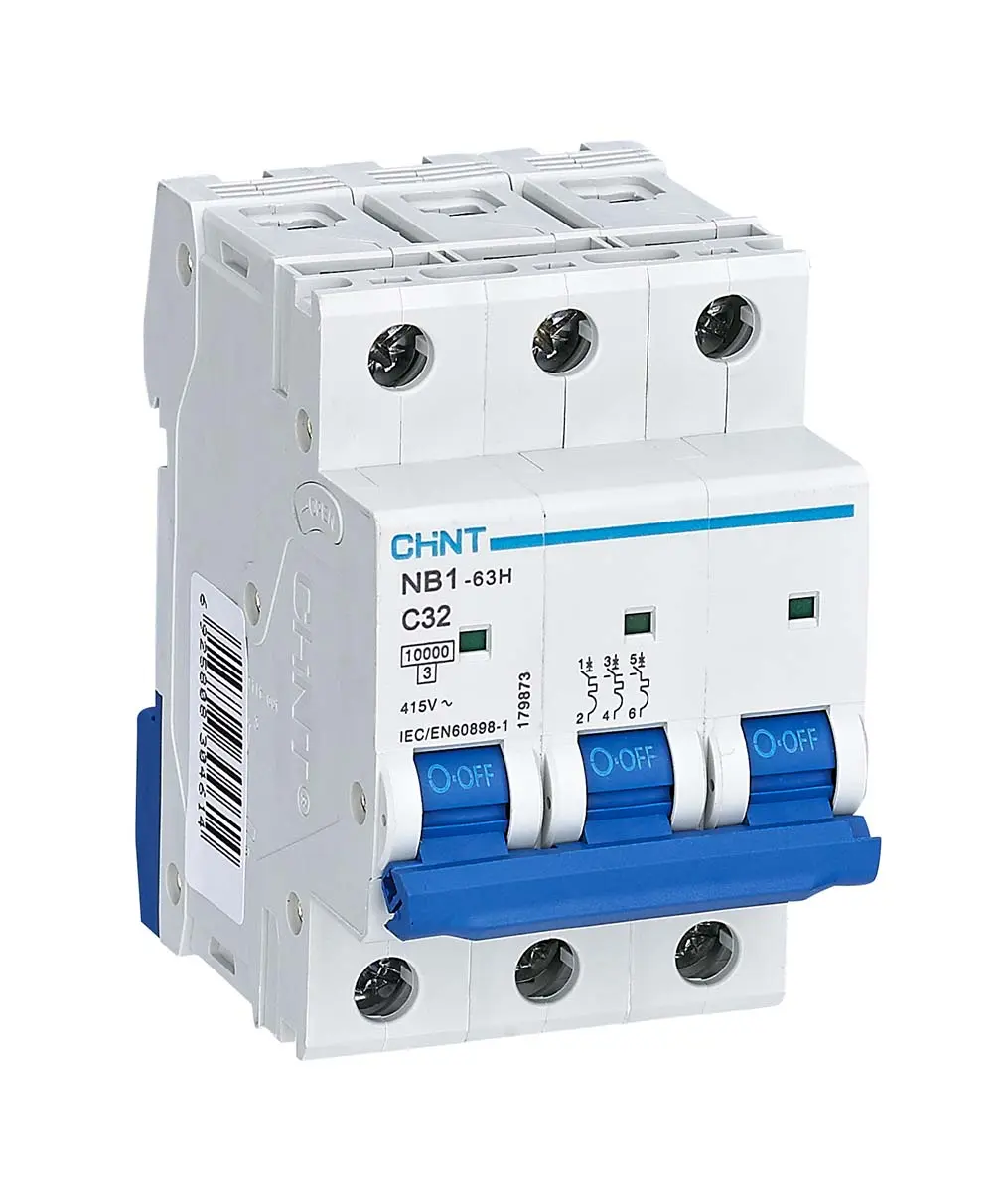 Produktfoto 1 von CHINT NB1 Miniaturüberlastschalter Typ C, Pol 3-polig 32 A 480 V ac, Abschaltvermögen 10 kA 480 V dc