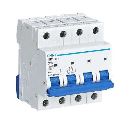 Produktfoto 1 von CHINT NB1 Miniaturüberlastschalter Typ C, Pol 4-polig 10A 480V ac, Abschaltvermögen 10 kA 480 V dc