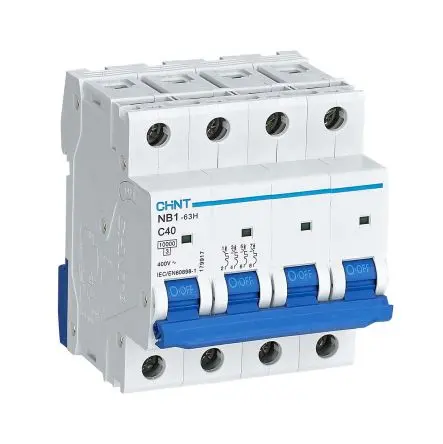 Produktfoto 1 von CHINT NB1 Miniaturüberlastschalter Typ C, Pol 4-polig 40A 480V ac, Abschaltvermögen 10 kA 480 V dc