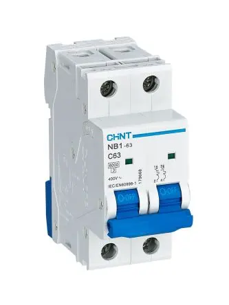 Produktfoto 1 von CHINT NB1 Miniaturüberlastschalter Typ C, Pol 2-polig 63A 480V ac, Abschaltvermögen 10 kA 480 V dc