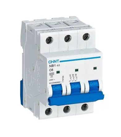 Produktfoto 1 von CHINT NB1 Miniaturüberlastschalter Typ C, Pol 3-polig 6A 480V ac, Abschaltvermögen 10 kA 480 V dc