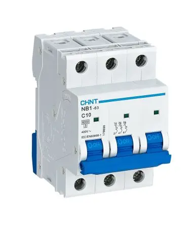 Produktfoto 1 von CHINT NB1 Miniaturüberlastschalter Typ C, Pol 3-polig 10A 480V ac, Abschaltvermögen 10 kA 480 V dc