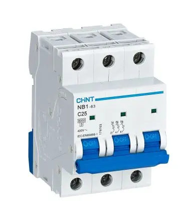 Produktfoto 1 von CHINT NB1 Miniaturüberlastschalter Typ C, Pol 3-polig 25A 480V ac, Abschaltvermögen 10 kA 480 V dc
