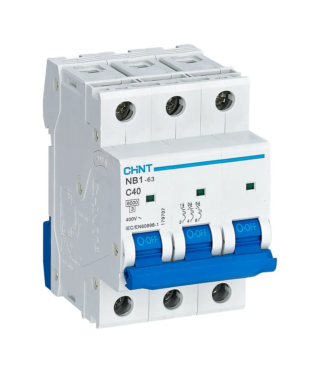 Produktfoto 1 von CHINT NB1 Miniaturüberlastschalter Typ C, Pol 3-polig 40 A 480 V ac, Abschaltvermögen 10 kA 480 V dc