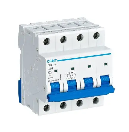 Produktfoto 1 von CHINT NB1 Miniaturüberlastschalter Typ C, Pol 4-polig 16A 480V ac, Abschaltvermögen 10 kA 480 V dc