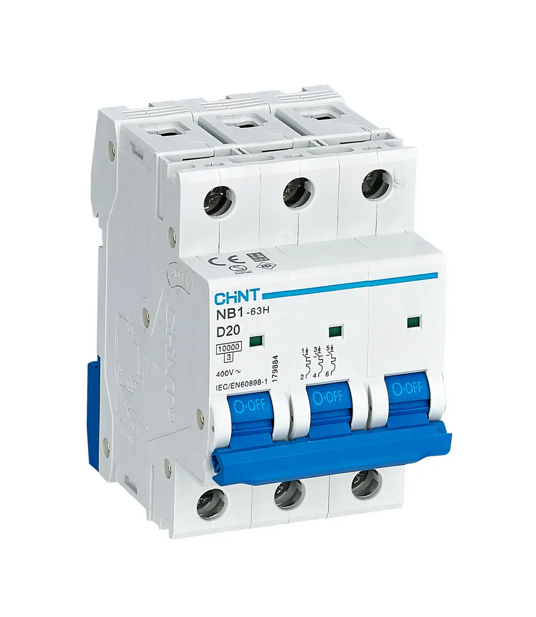 Produktfoto 1 von CHINT NB1 Miniaturüberlastschalter Typ D, Pol 3-polig 20 A 480 V ac, Abschaltvermögen 10 kA 480 V dc
