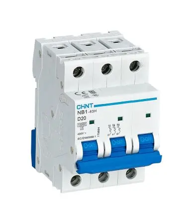 Produktfoto 1 von CHINT NB1 Miniaturüberlastschalter Typ D, Pol 3-polig 20A 480V ac, Abschaltvermögen 10 kA 480 V dc