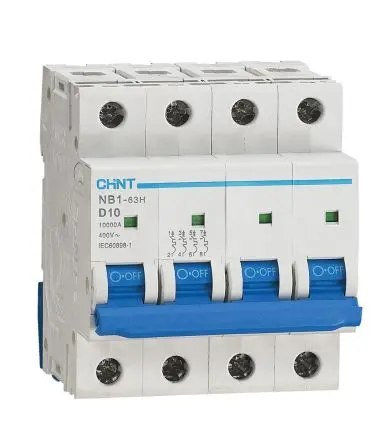 Produktfoto 1 von CHINT NB1 Miniaturüberlastschalter Typ D, Pol 4-polig 10A 480V ac, Abschaltvermögen 10 kA 480 V dc
