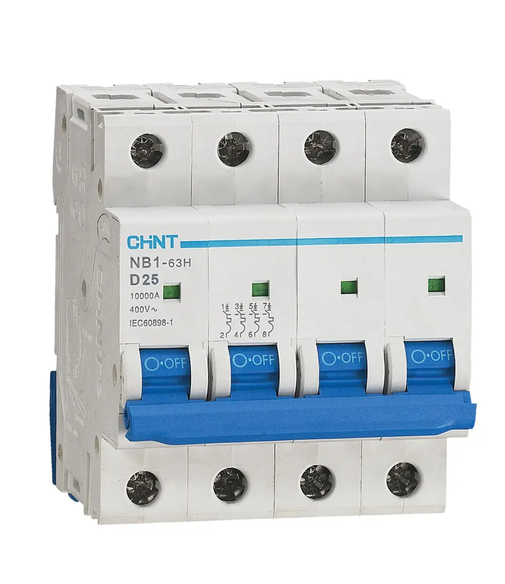 Produktfoto 1 von CHINT NB1 Miniaturüberlastschalter Typ D, Pol 4-polig 25 A 480 V ac, Abschaltvermögen 10 kA 480 V dc