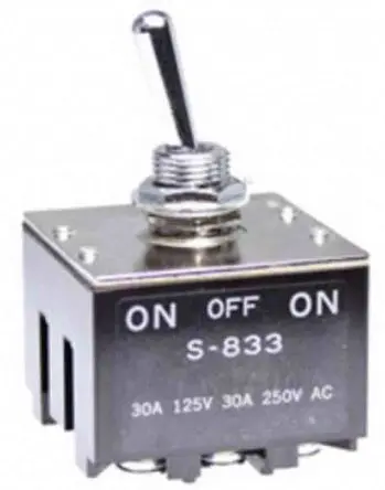 Produktfoto 1 von NKK Switches Panel Kippschalter 3-poliger Wechsler, Ein-Aus-Ein, 30 V dc, 125 V ac, 30A, Schraube