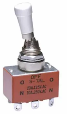 Produktfoto 1 von NKK Switches Panel Kippschalter 2-poliger Wechsler, Ein-Aus-Ein, 30 V dc, 125 V ac, 20A, IP67, Lot