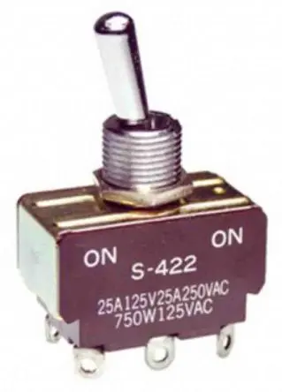 Produktfoto 1 von NKK Switches Panel Kippschalter 2-poliger Wechsler, Ein-Ein, 30 V dc, 125 V ac, 20A, Lot