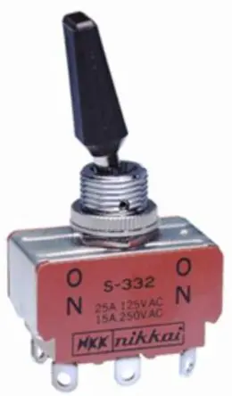 Produktfoto 1 von NKK Switches Panel Kippschalter 2-poliger Wechsler, Ein-Ein, 30 V dc, 125 V ac, 25A, Stecker