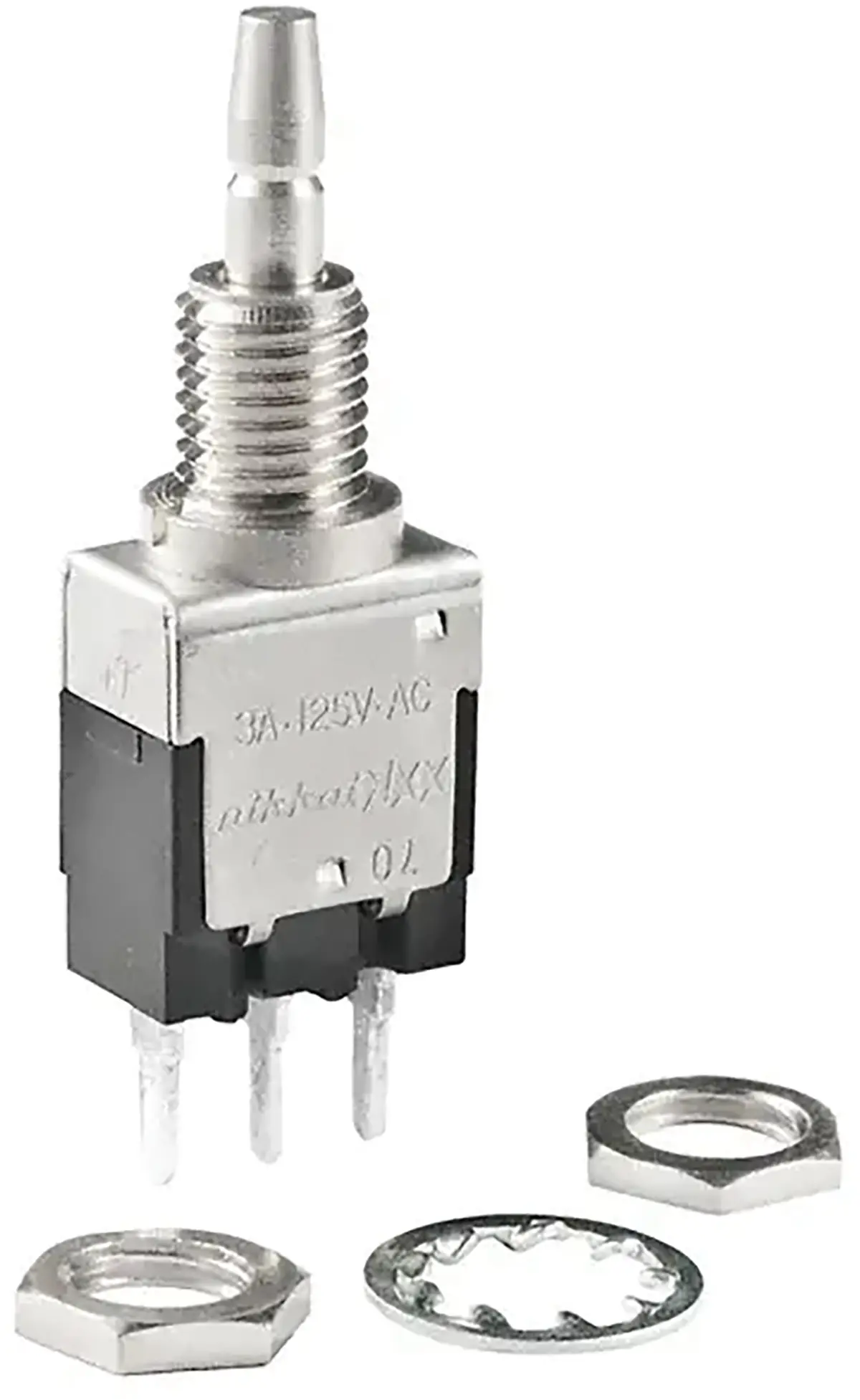 Produktfoto 1 von NKK EB Miniaturdruckschalter Ein-Ein Panel Ø 6.35 mm, 1-poliger Umschalter / 3 A 28 V dc 125 V ac