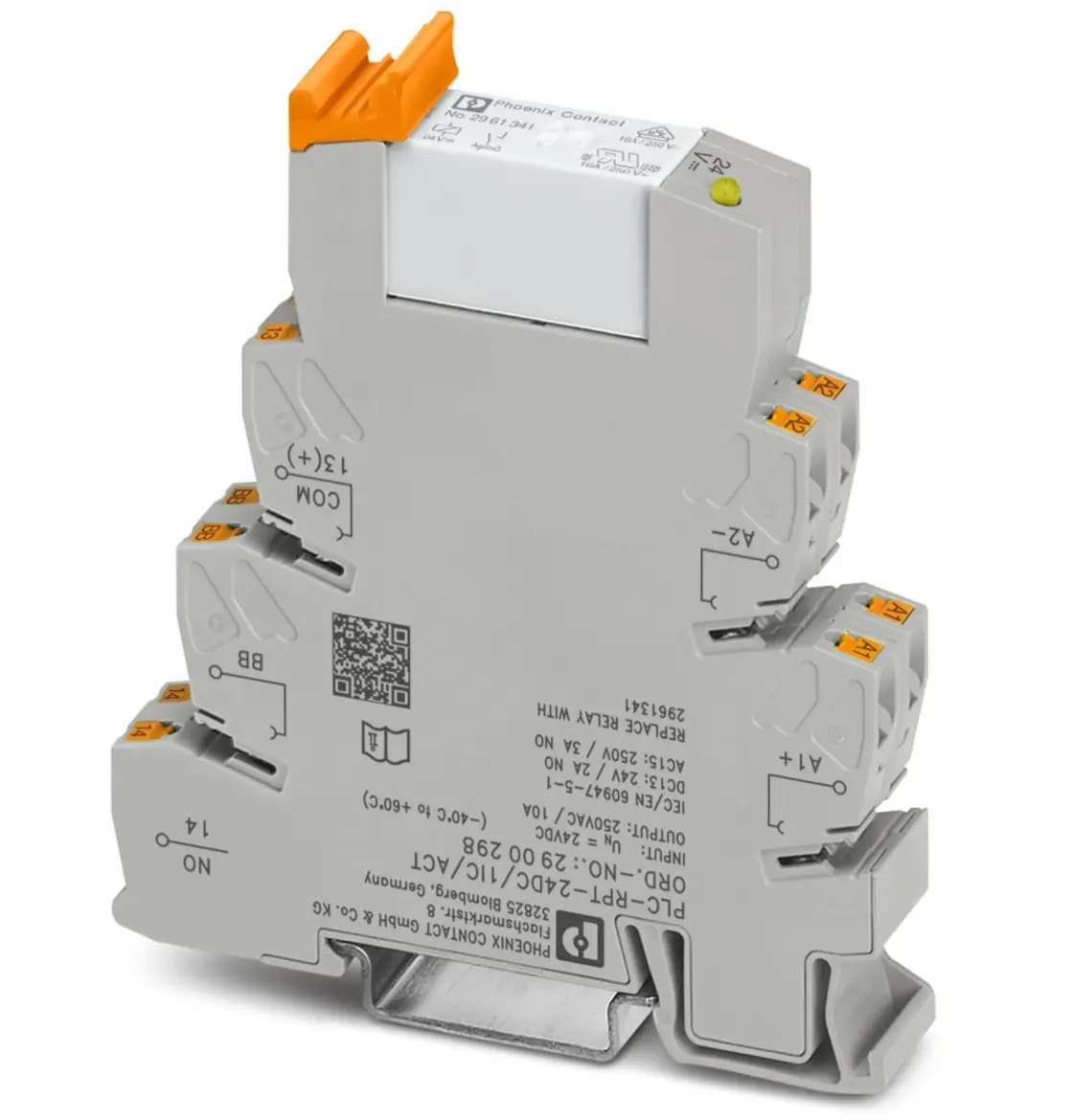 Produktfoto 1 von Phoenix Contact PLC-RPT24DC/ 1IC/ACT Interface Relais, 20.2V / 24V dc 24V dc, 1-poliger Schließer DIN-Schienen
