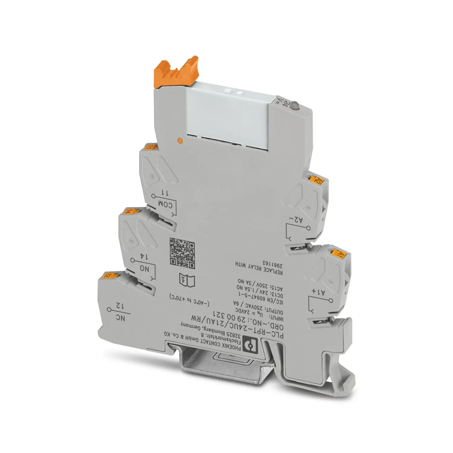 Produktfoto 1 von Phoenix Contact PLC-RPT24UC/21AU/RW Interface Relais, 12V dc / 24V dc 12V dc, 1PDT DIN-Schienen