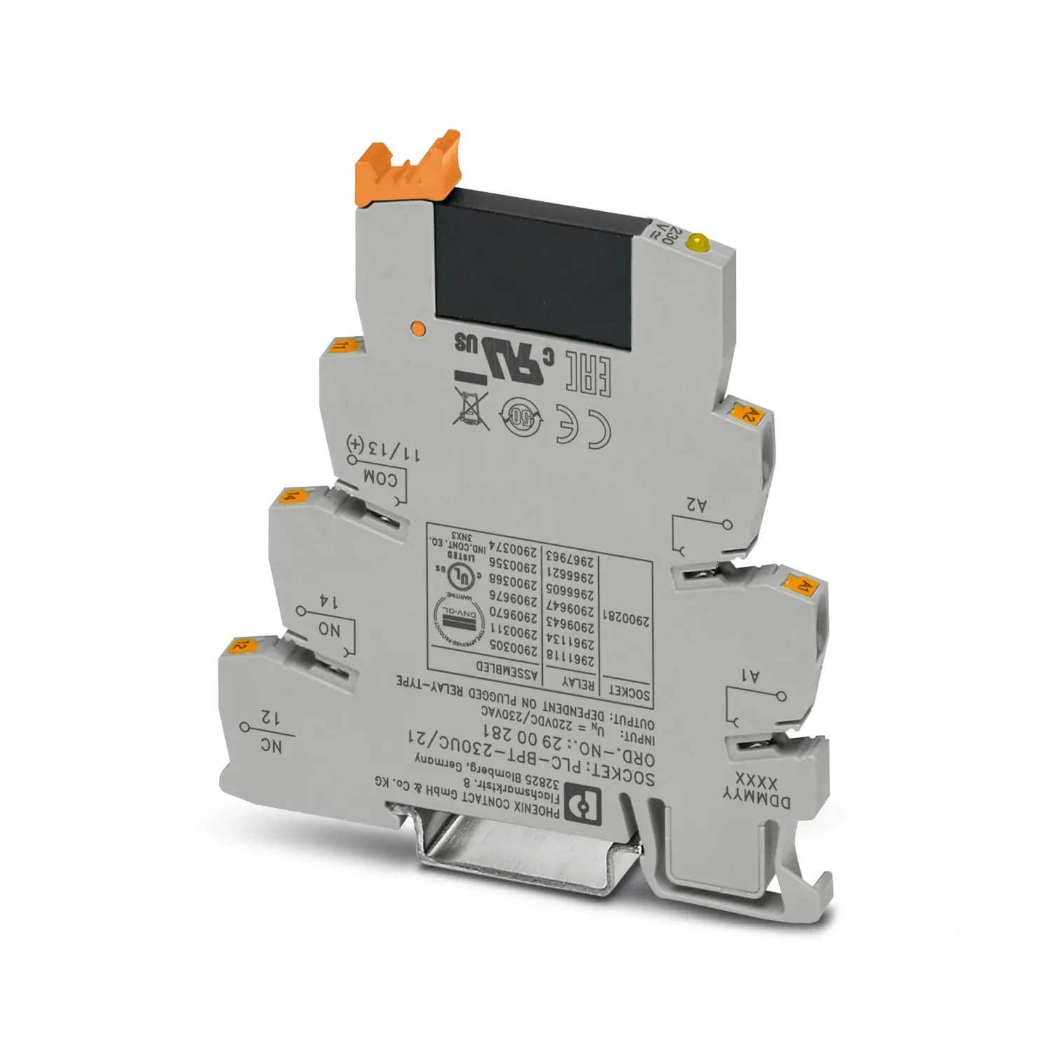 Produktfoto 1 von Phoenix Contact PLC-OPT-230UC/ 24DC/2 Halbleiter-Interfacerelais, DIN-Schienen 3.5mA